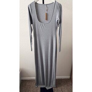New! Skims Soft Lounge Long Sleeve Dress in Heather Grey sz XL